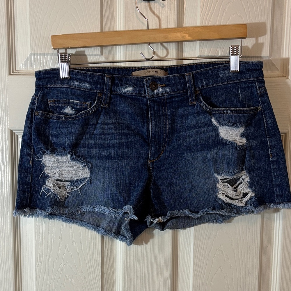 Joe's Jeans Dark Blue Distressed Jean Shorts